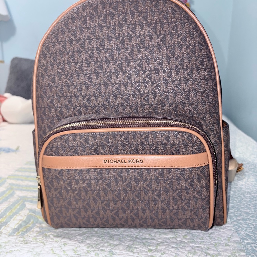 Michael Kors Signature Brown and Tan Backpack